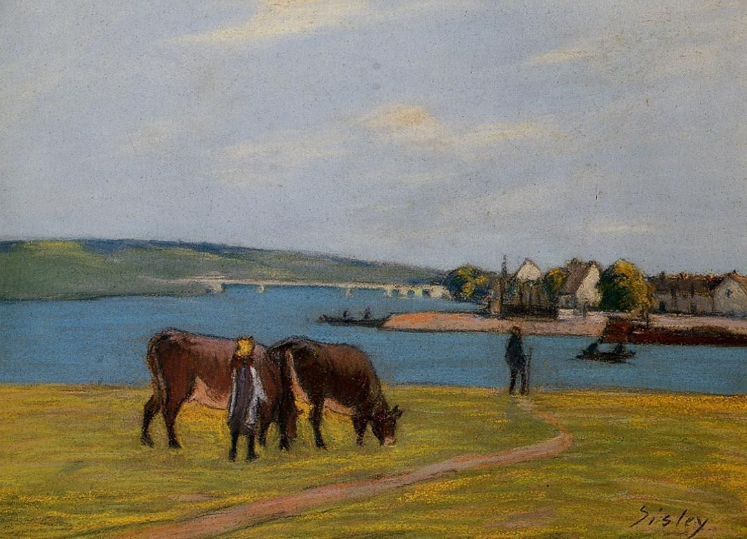 Cows by the Seine at Saint Mammes by Alfred Sisley