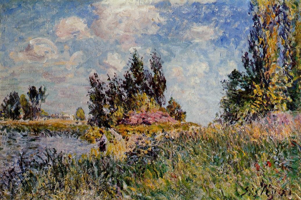 Landscape The Banks of the Loing at Saint Mammes by Alfred Sisley