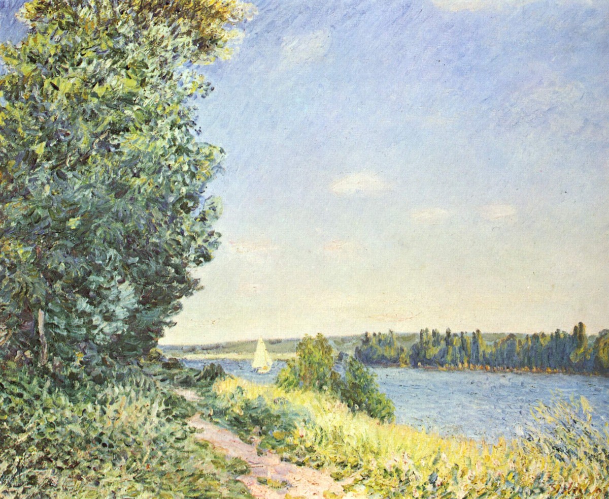 Normandy, the water path, in the evening at Sahurs by Alfred Sisley