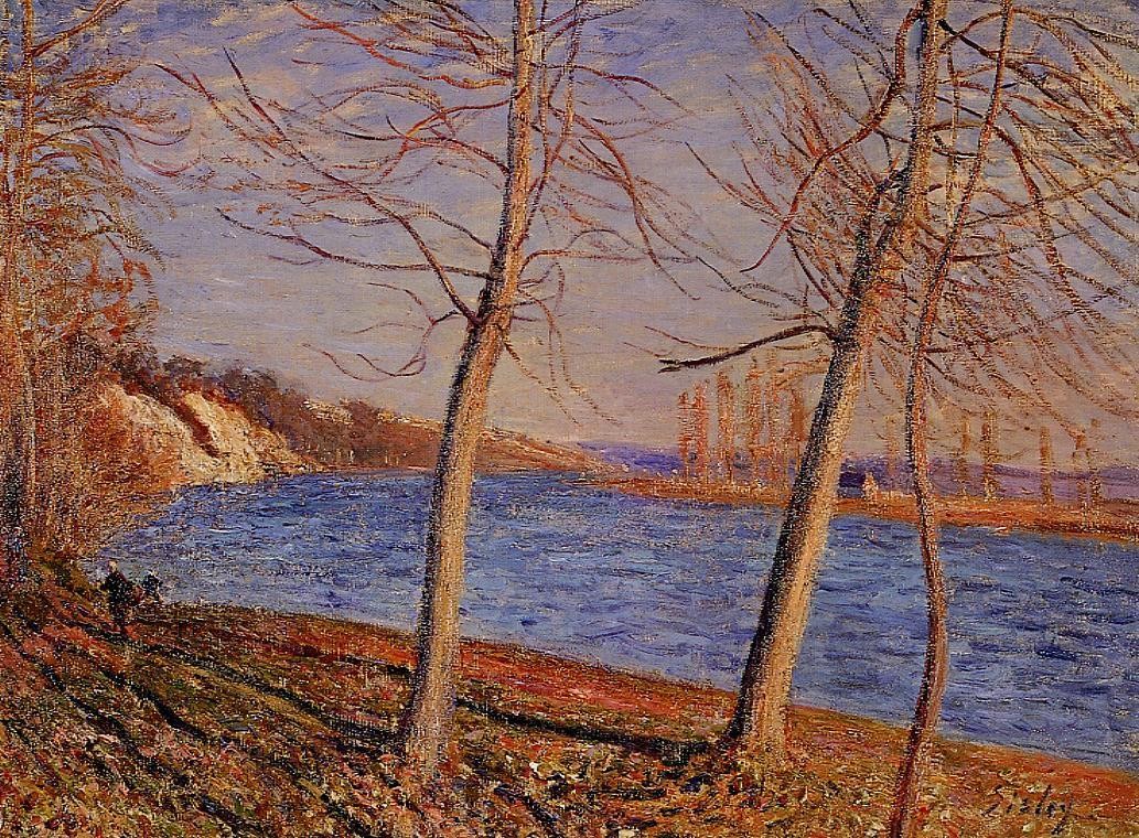 Riverbank at Veneux by Alfred Sisley