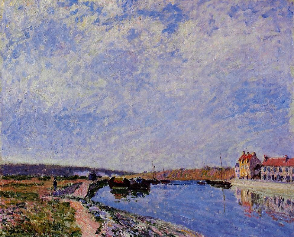 The Barge Port and Saint Mammes by Alfred Sisley