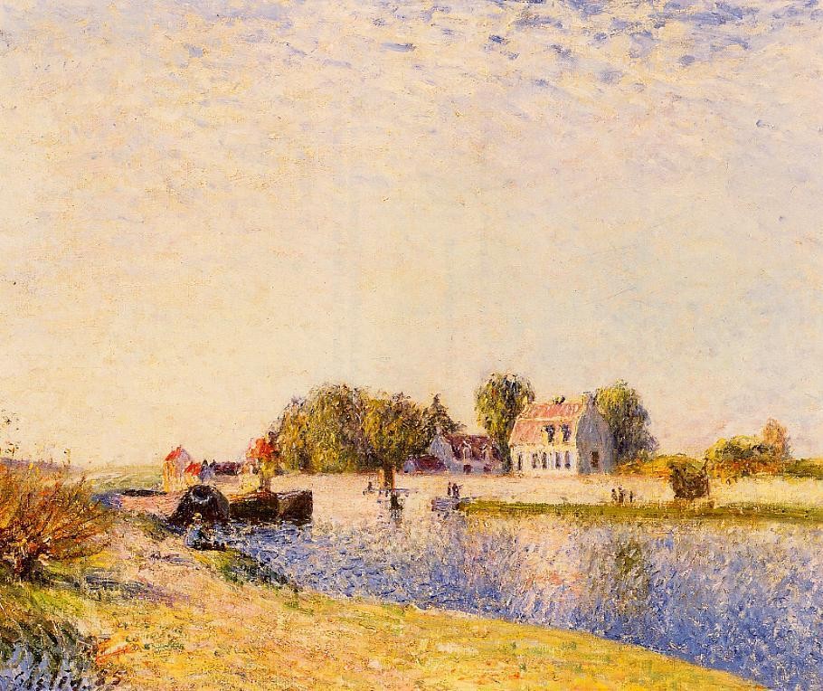The Dam on the Loing Barges by Alfred Sisley