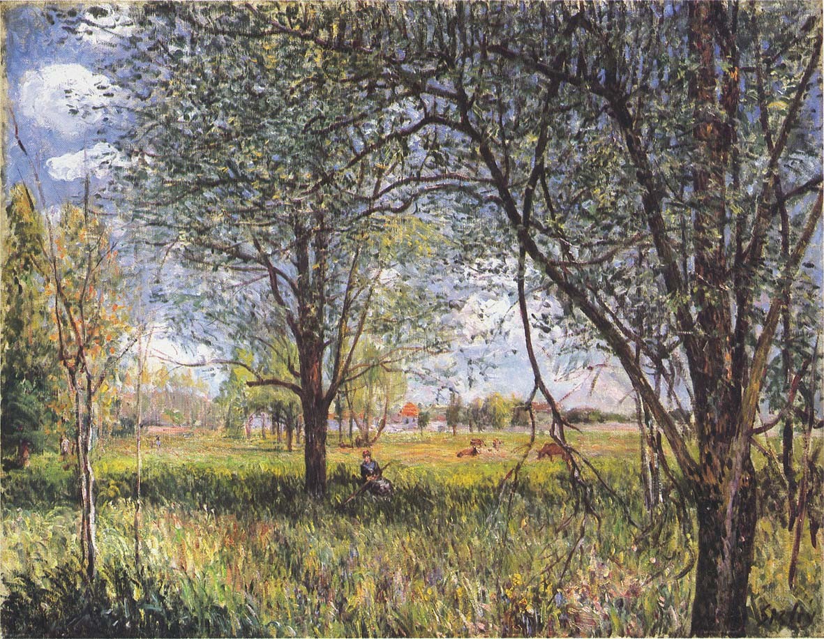 Willows in a field afternoon by Alfred Sisley