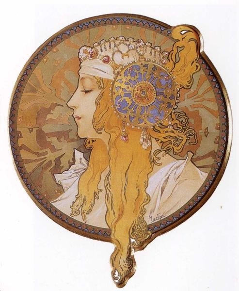Byzantine Head. The Blonde by Alphonse Mucha