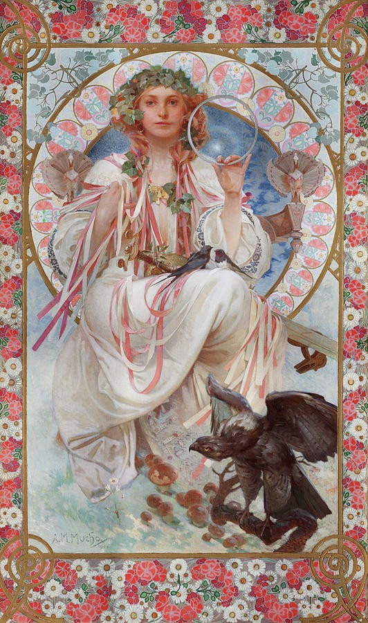 Portrait of Josephine Crane-Bradley as Slavia. by Alphonse Mucha