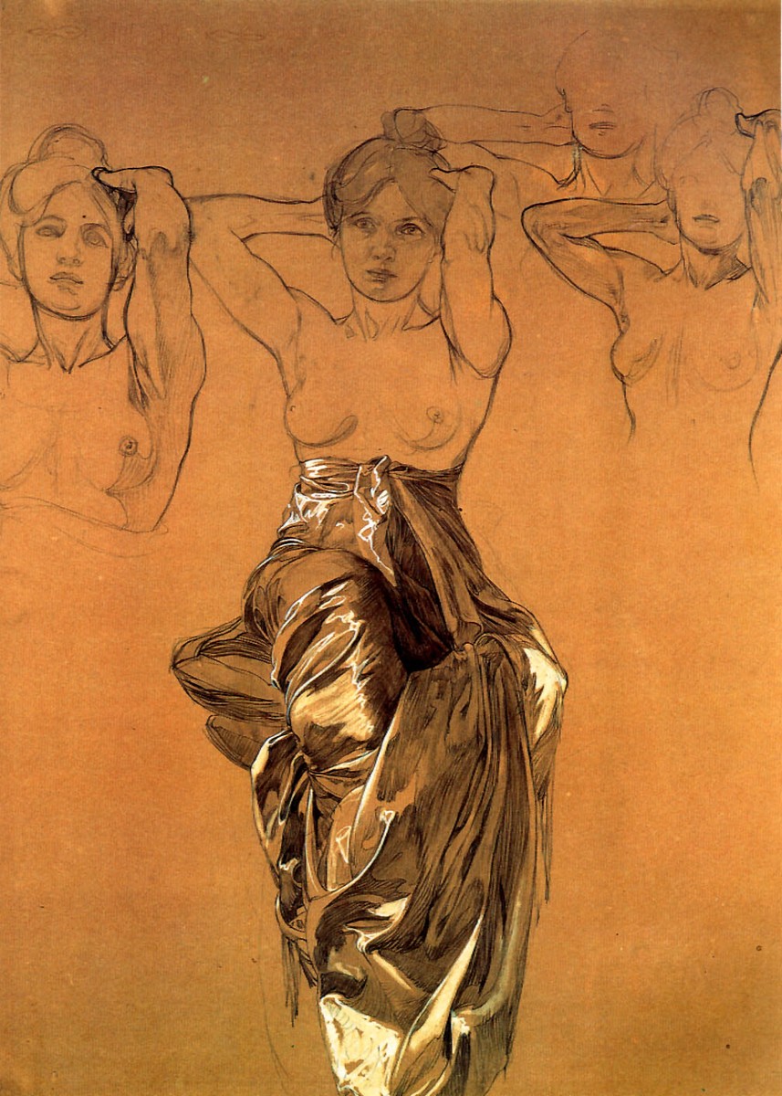Study of Drapery by Alphonse Mucha