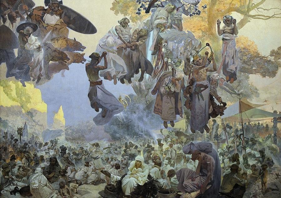 Svantovit Celebration on the Island of Rigen by Alphonse Mucha