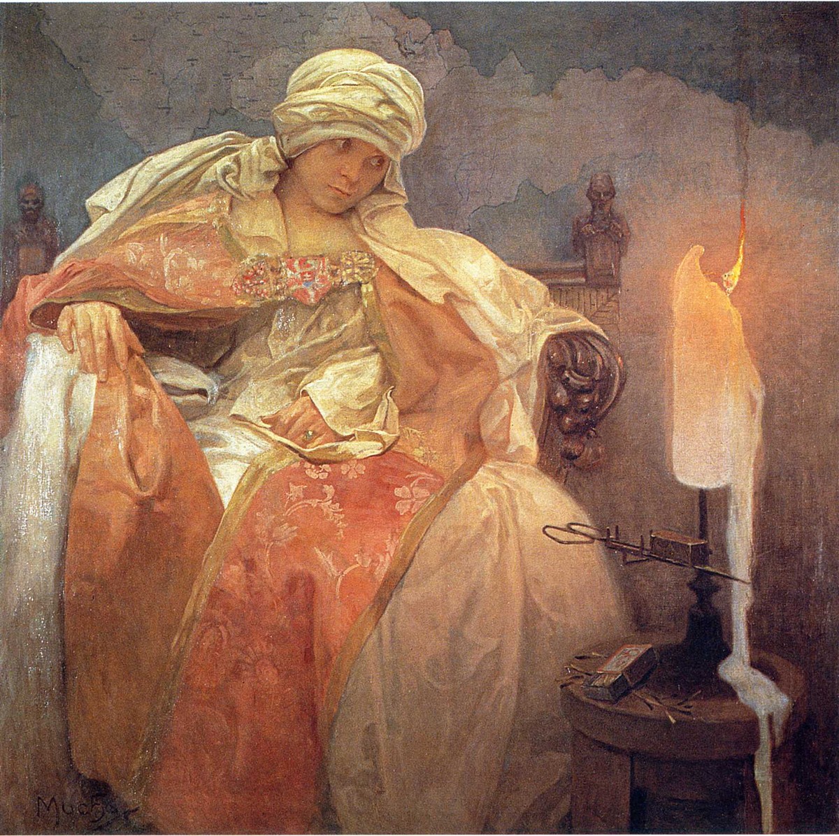 Woman with a Burning Candle by Alphonse Mucha