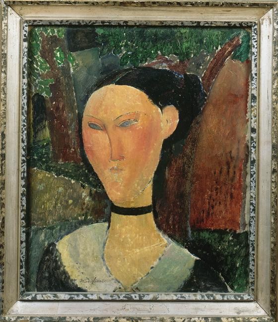 A woman with velvet ribbon by Amedeo Modigliani