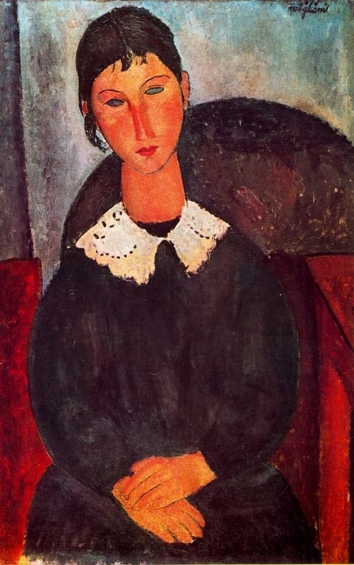 Elvira with a white collar by Amedeo Modigliani