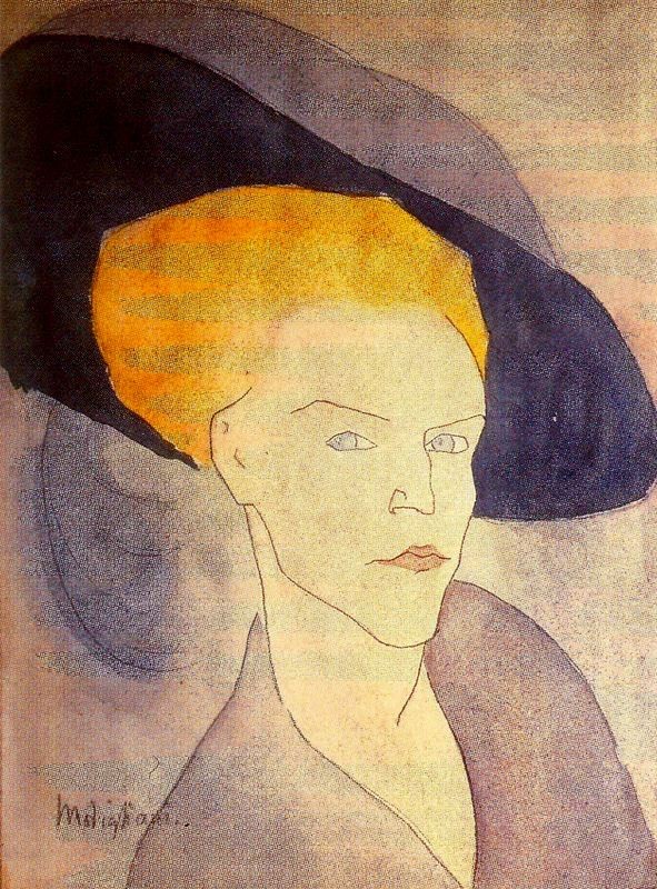 Head of a Woman with a Hat by Amedeo Modigliani
