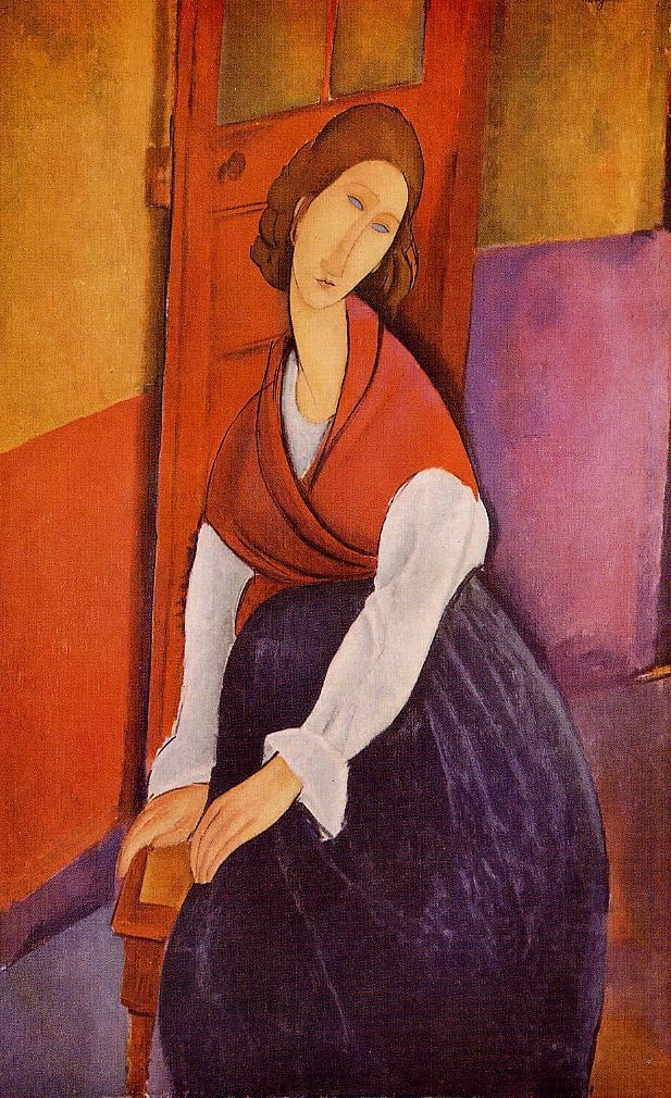 Jeanne Hebuterne in Red Shawl by Amedeo Modigliani