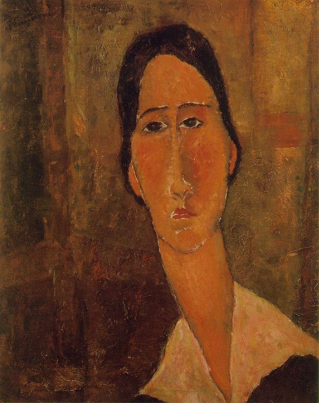 Jeanne Hebuterne with white collar by Amedeo Modigliani