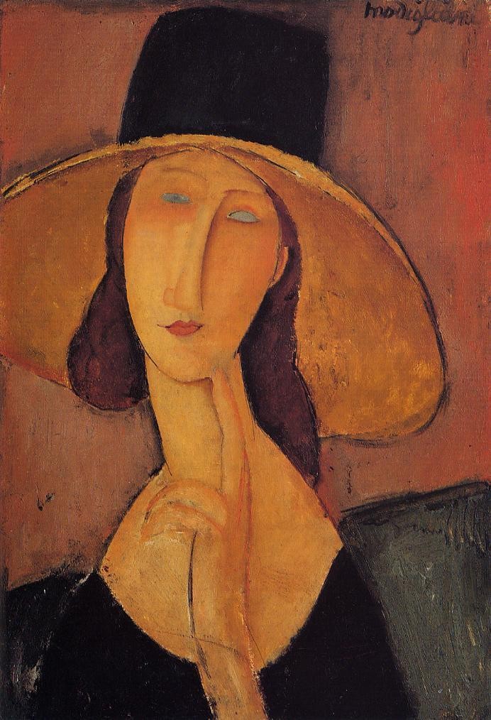 Portrait of Jeanne Hebuterne in a large hat by Amedeo Modigliani