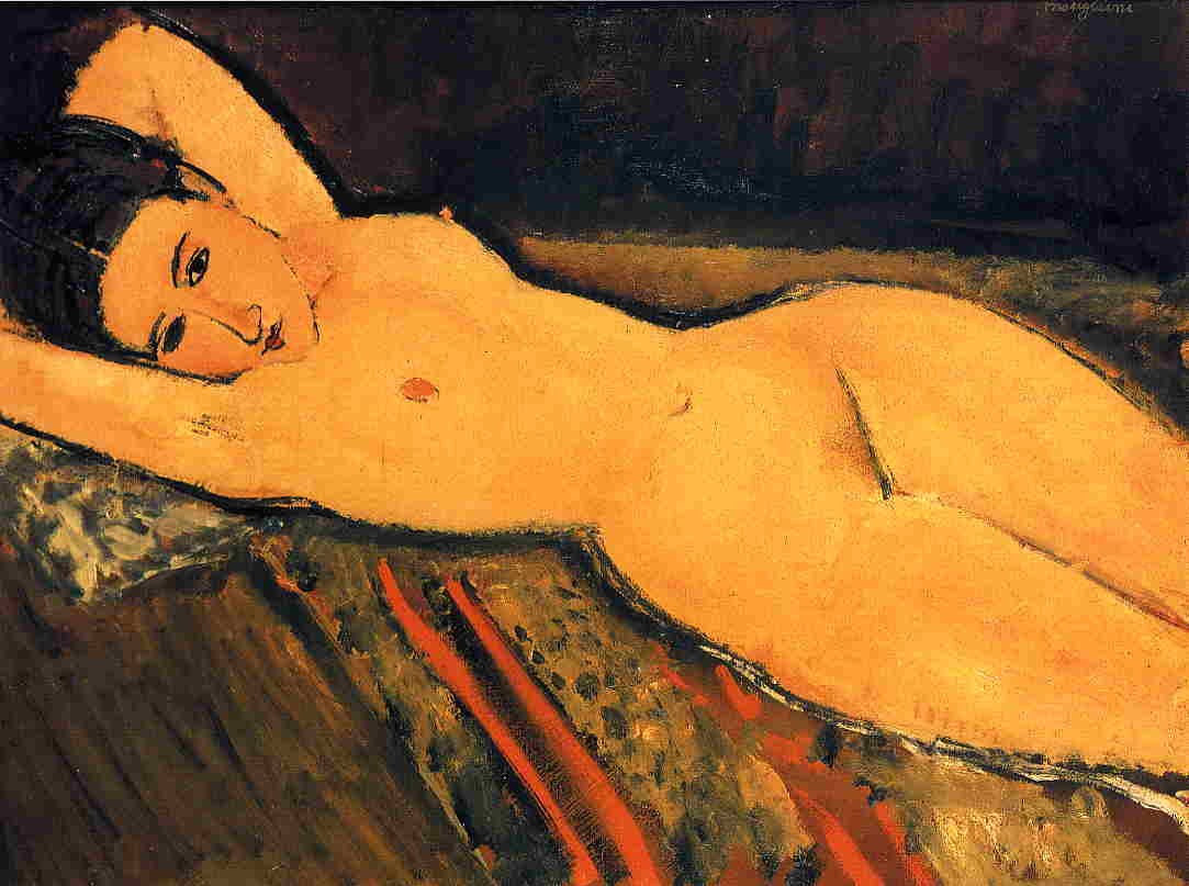 Reclining nude with Arms Folded under Her Head by Amedeo Modigliani