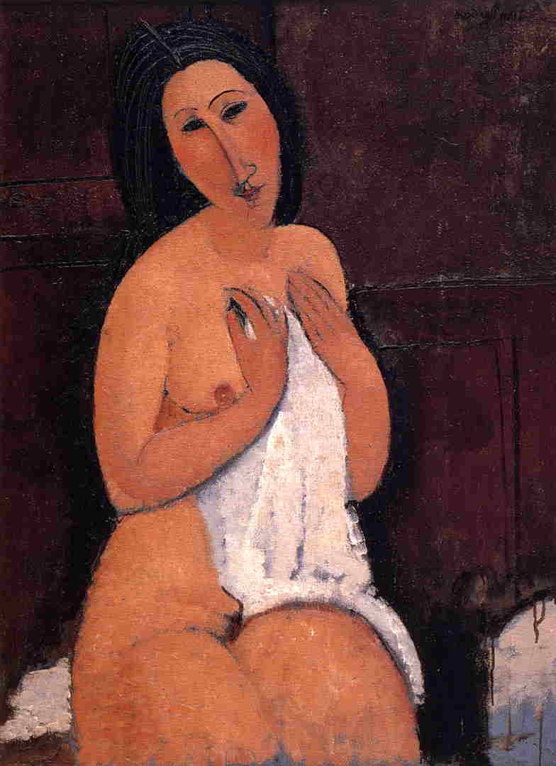 Seated nude with a Shirt by Amedeo Modigliani