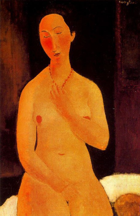 Seated nude with Necklace by Amedeo Modigliani