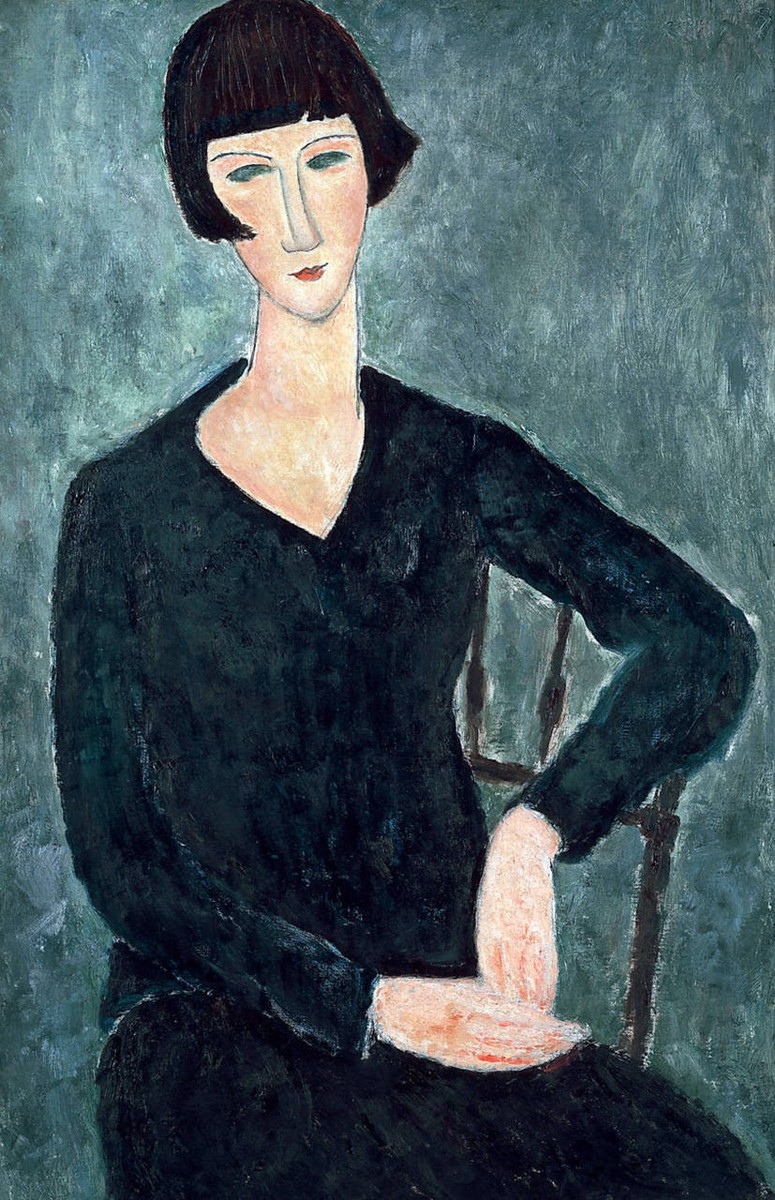 Woman Sitting in Blue Dress by Amedeo Modigliani