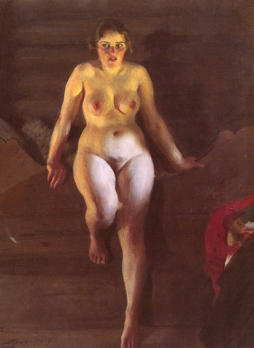 Bed on the loft by Anders Zorn