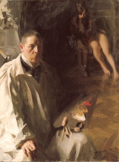 Self-portrait with a model by Anders Zorn