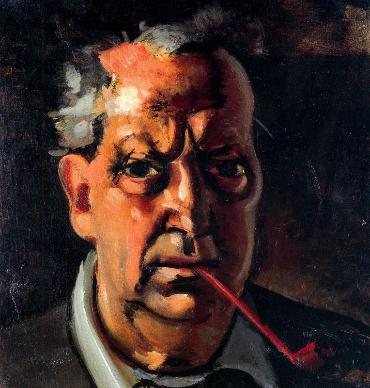 Self-portrait with a pipe by Andre Derain