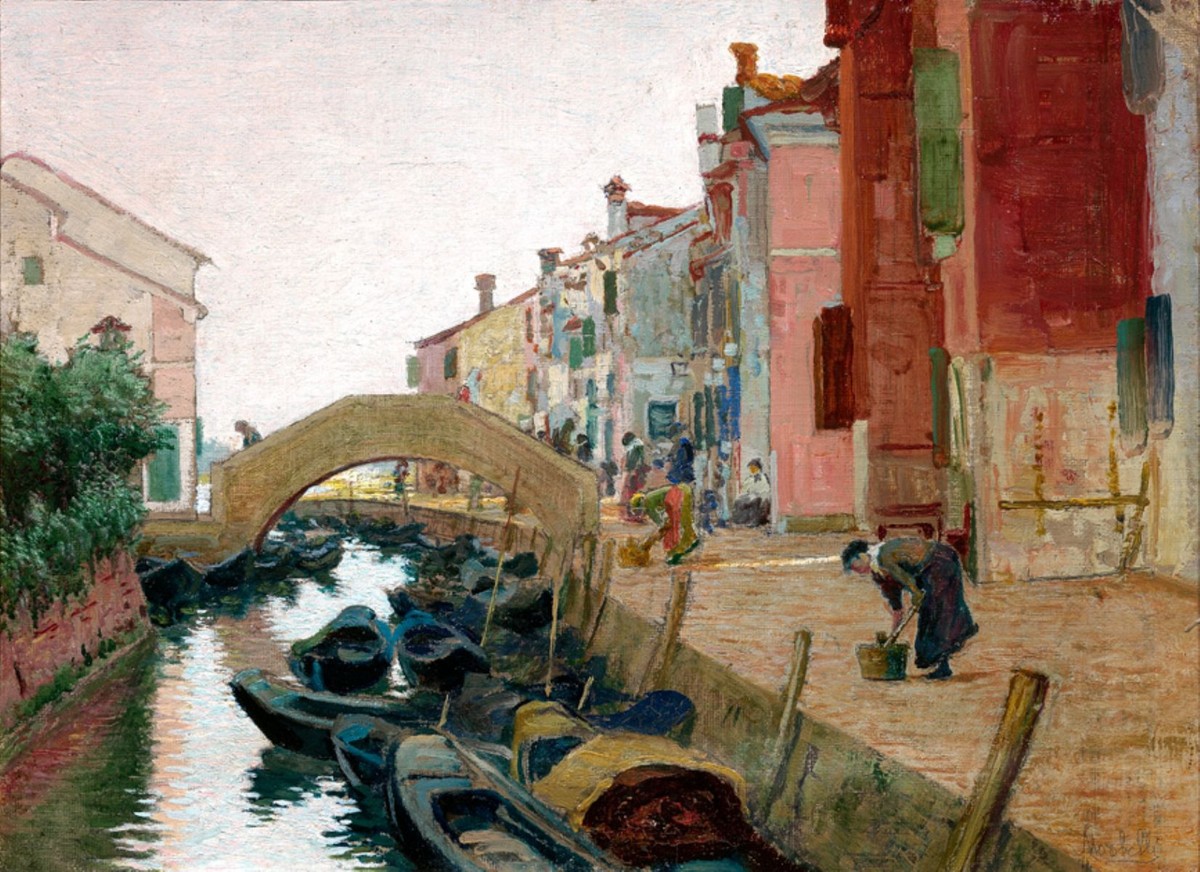 Channel in Burano by Angelo Morbelli