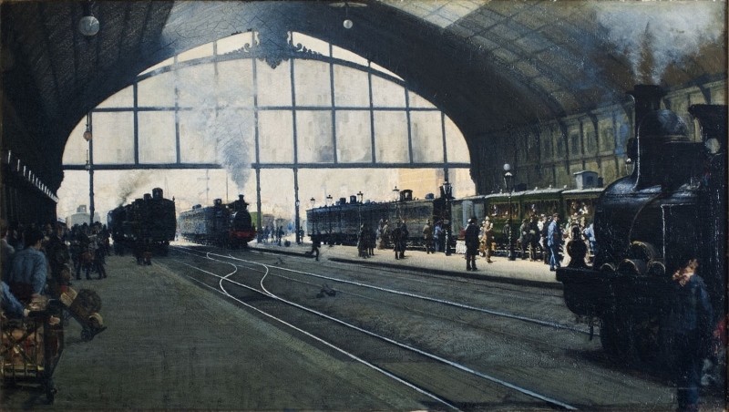 Milan central station by Angelo Morbelli