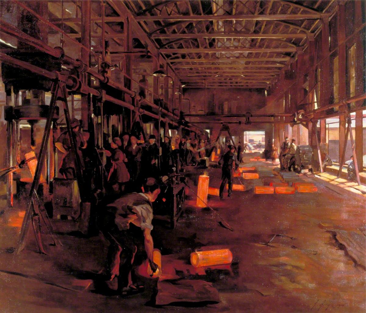 A Shell Forge at a National Projectile Factory, Hackney Marshes, London by Anna Airy