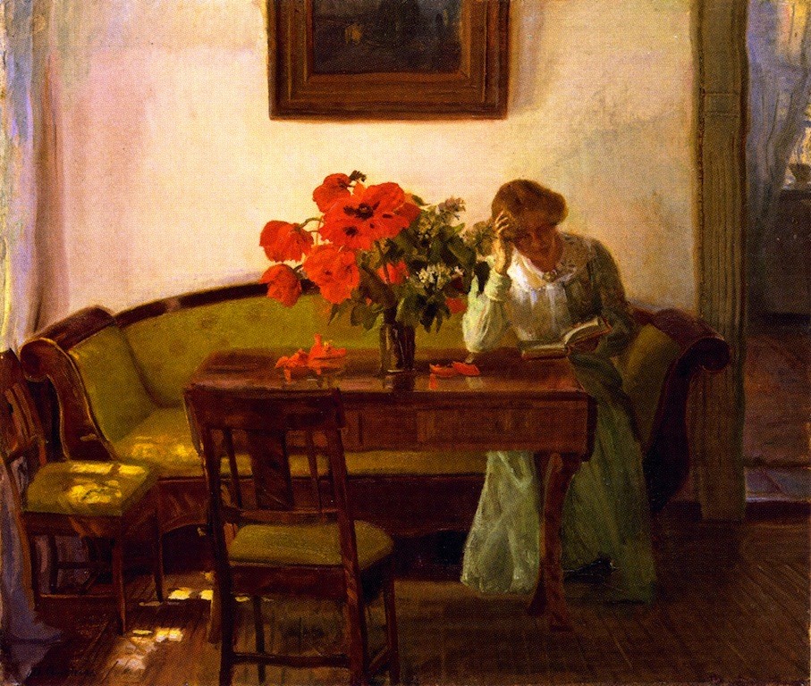 Interior with Red Poppies by Anna Ancher