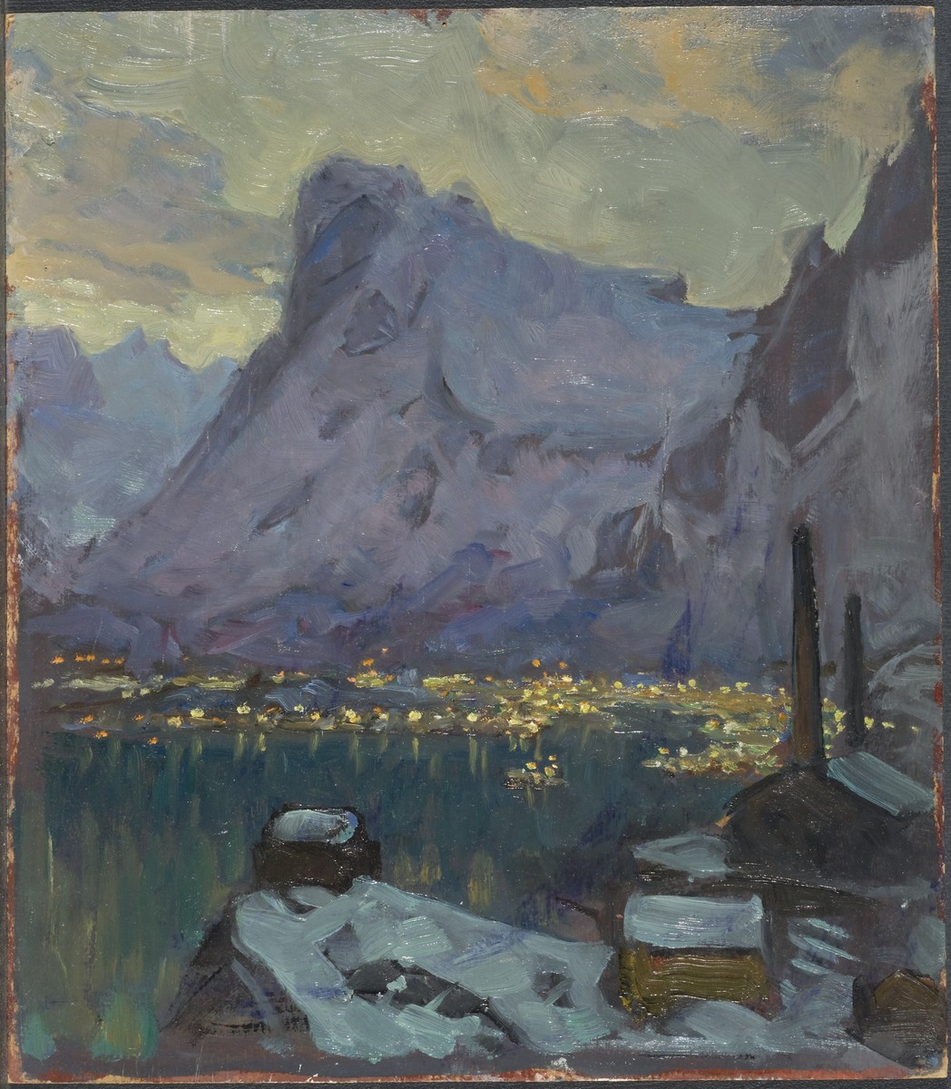 Svolvaer Harbour at the Height of the Fishing Season.Study from Lofoten by Anna Katarina Boberg
