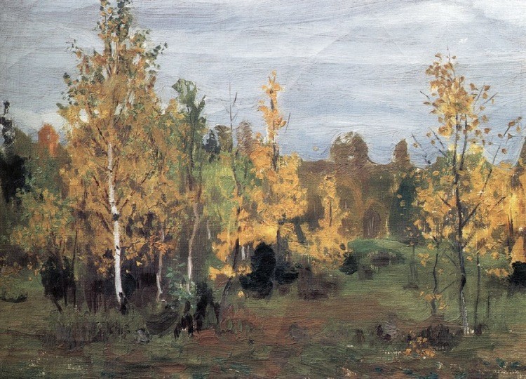 Autumn landscape. Golden birches by Arkady Rylov