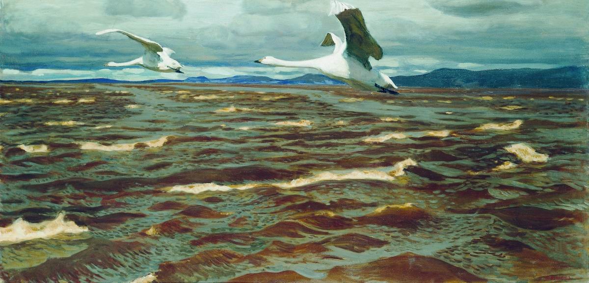 Swans over Kama by Arkady Rylov