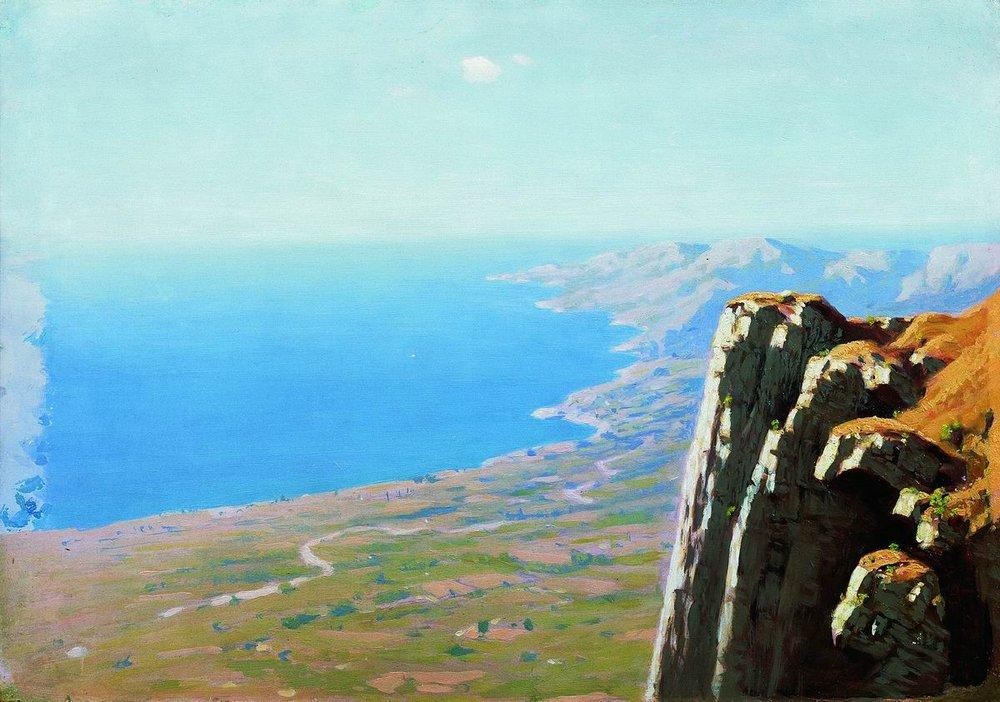 Coast of the sea with a rock by Arkhyp Kuindzhi