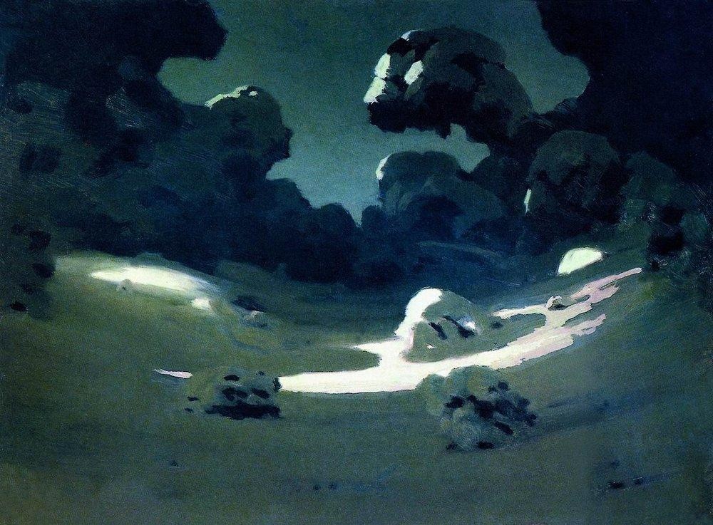 Moonlight in a Forest. Winter by Arkhyp Kuindzhi
