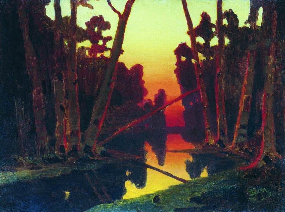 Sunset in the forest by Arkhyp Kuindzhi