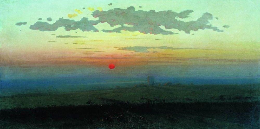 Sunset in the steppes by Arkhyp Kuindzhi
