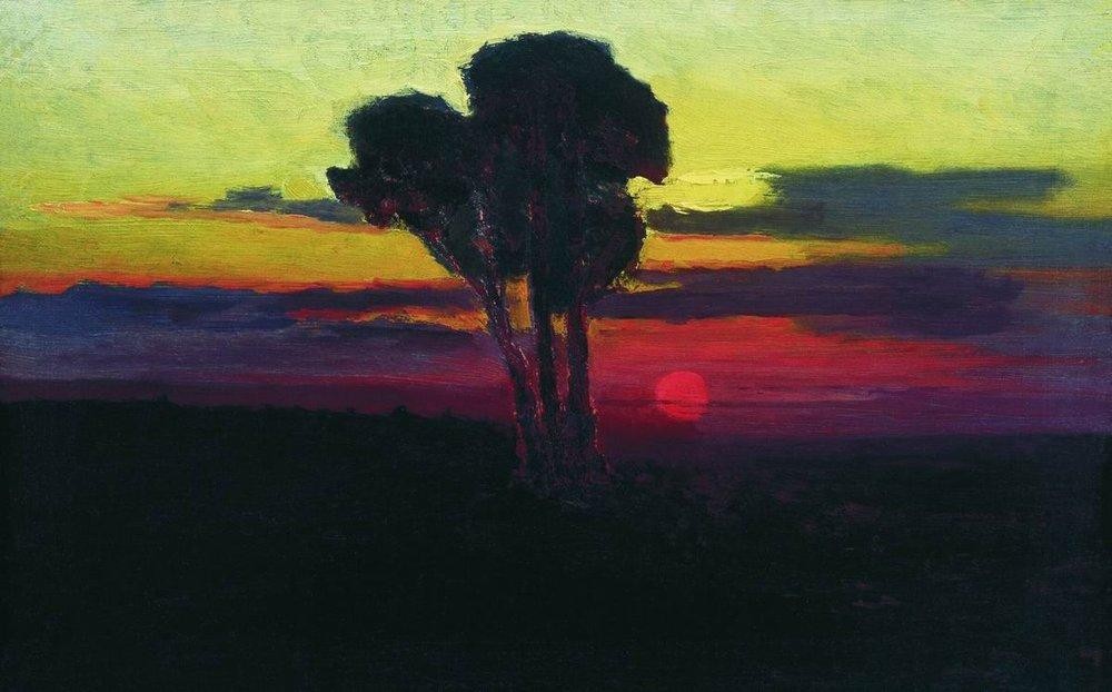Sunset with trees by Arkhyp Kuindzhi
