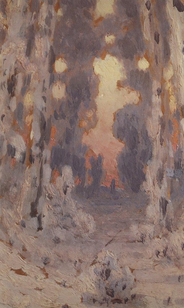 Sunspots on frost. Sunset in the forest by Arkhyp Kuindzhi