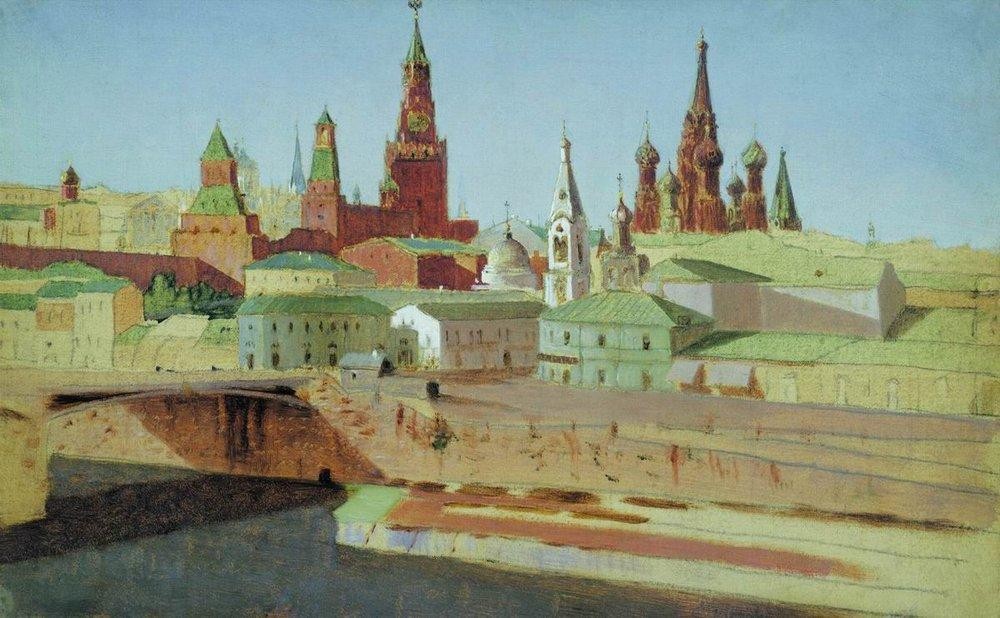 View of the Moskvoretsky Bridge, the Kremlin and the Pokrovsky Cathedral by Arkhyp Kuindzhi