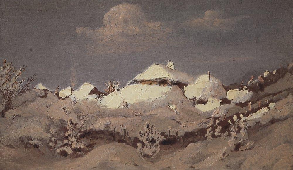 Winter. Spots of Light on Cottage Roof by Arkhyp Kuindzhi