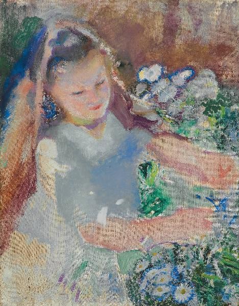Anna among the flowers by Armando Spadini