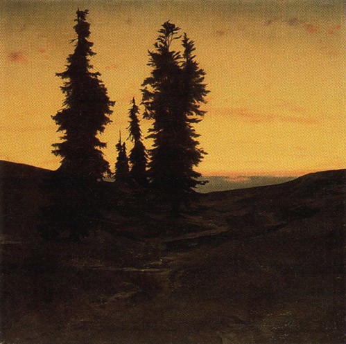 Fir trees at sunset by Arnold Böcklin