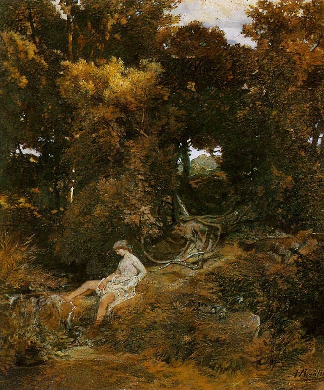 Nymph by the fountain by Arnold Böcklin