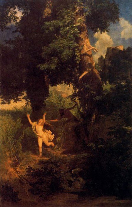Syrinx fleeing from the onslaught of Pan by Arnold Böcklin