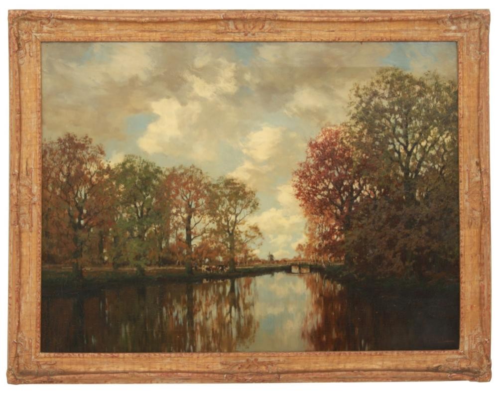 Landscape scene with a windmill by Arnold Marc Gorter