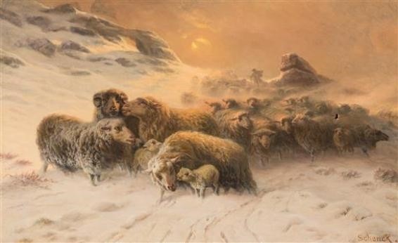 Sheep in Snow by August Friedrich Schenck