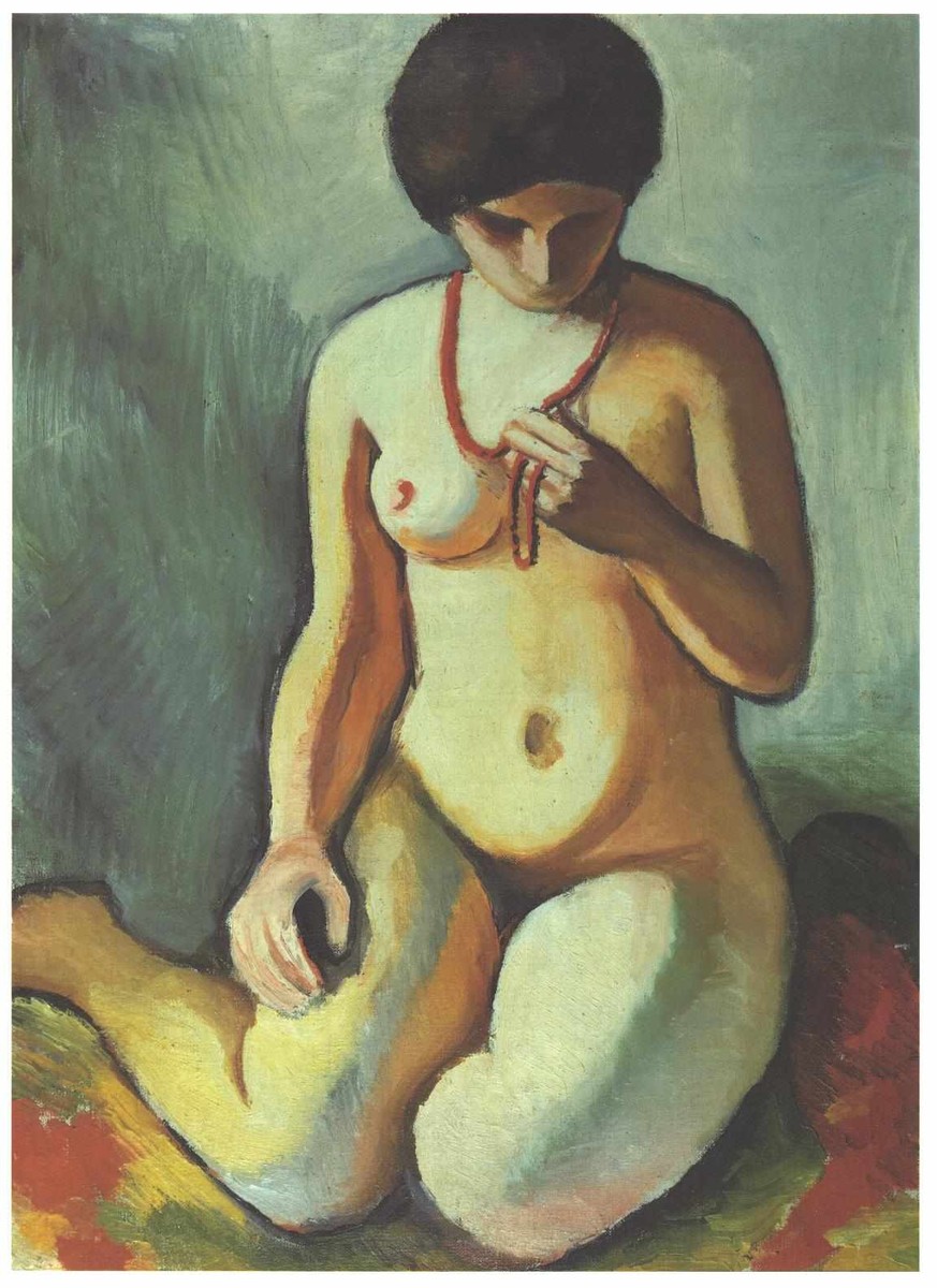 Female nude with corall necklace by August Macke