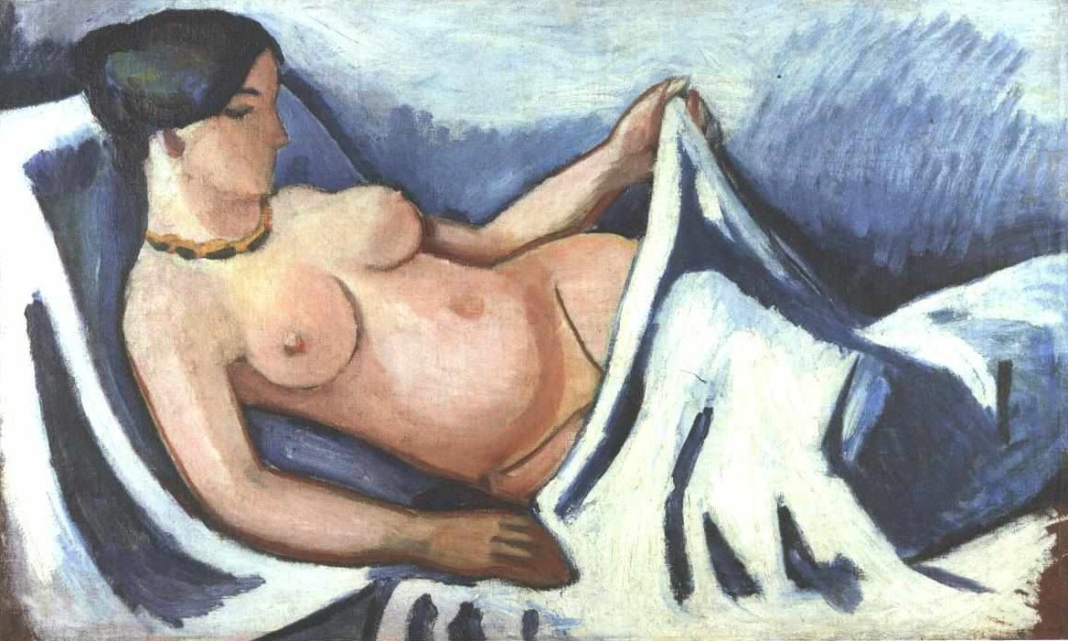 Reclining female nude by August Macke