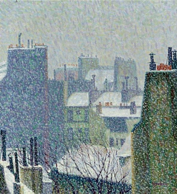 The Roofs of Paris in the Snow by Auguste Herbin
