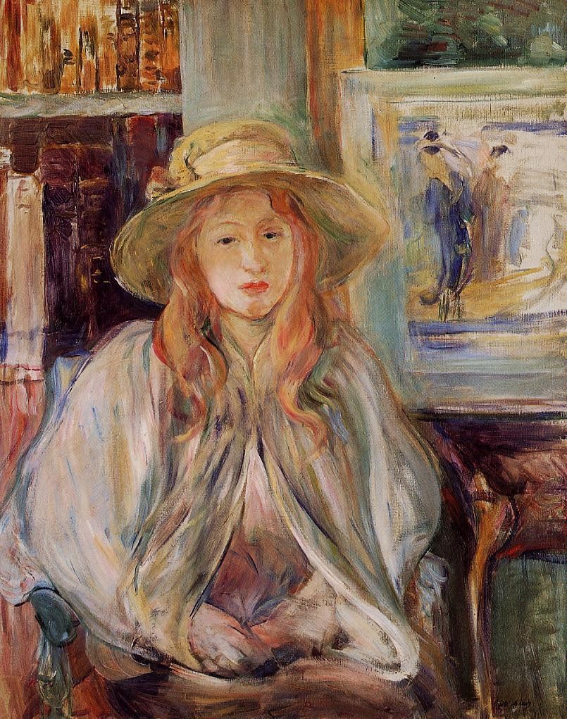 Julie Manet with a straw hat by Berthe Morisot
